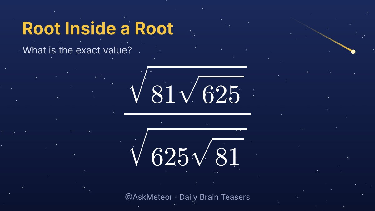 The square root of 81 times root 625, divided by the square root of 625 times root 81.